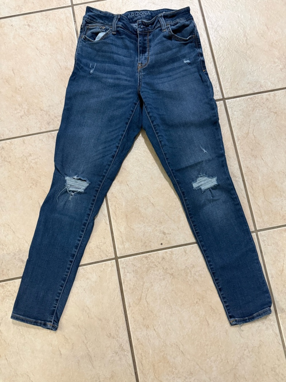 Arizona Jean Company Women's Dark Blue Distressed Skinny Jean Jeggings